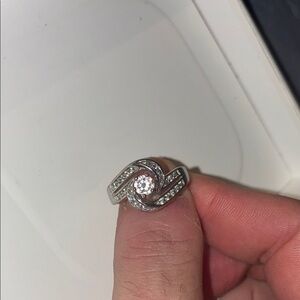 Elegant Silver Knot Ring with Crystal Detailing